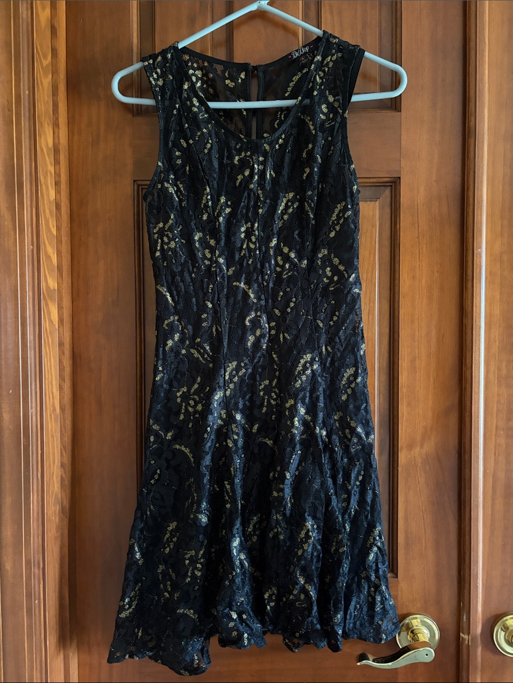 BeBop Black and Gold Lace Midi Dress